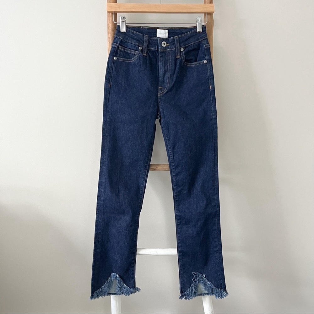 [Jonathan Simkhai] River High Rise Straight Leg Frayed Hem Jeans